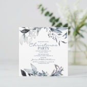 ウィンターブルーの水彩画 | クリスマスホリデーパーティー 招待状 (スタンド正面)