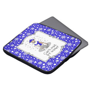 ウィンターブルーウィペット雪のスカーフ – Fawn & White Cute ラップトップスリーブ