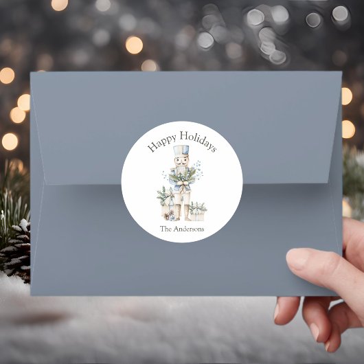 ウィンターブルーウォーターカラーナツクラッカー名ホリデー ラウンドシール