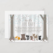 ウィンターブルーウッドランド動物の家族のブックリクエスト 招待状 (正面/裏面)