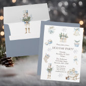 ウィンターブルーエレガントウォーター色ホリデーパーティー 招待状