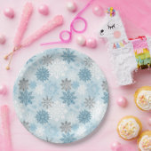 ウィンターブルーエレガントシルバーグリッター雪片 ペーパープレート (パーティー)