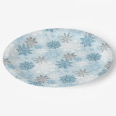 ウィンターブルーエレガントシルバーグリッター雪片 ペーパープレート (アングル)
