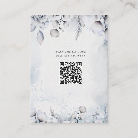 ウィンターブルーエレガントフローラブライダルシャワー エンクロージャーカード (裏面)