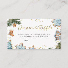 ウィンターブルークッキー赤ちゃんシャワーおむつラッフル エンクロージャーカード