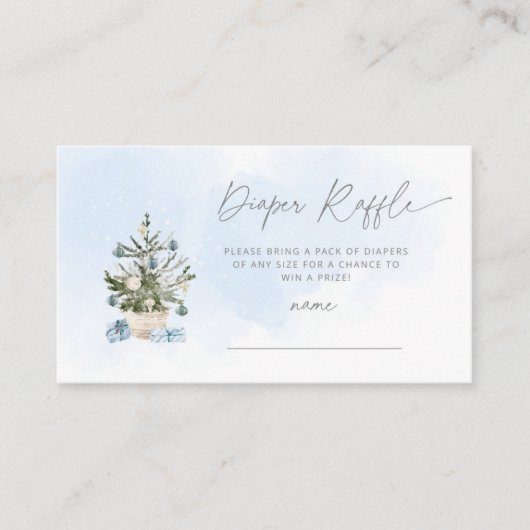 ウィンターブルークリスマスツリーおむつラッフルチケット エンクロージャーカード (正面)