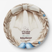 ウィンターブルークリスマスホリデーベビーシャワー ペーパープレート (正面)