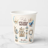 ウィンターブルークリスマスホリデーベビーシャワー 紙コップ (正面)