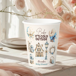 ウィンターブルークリスマスホリデーベビーシャワー 紙コップ