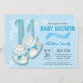 ウィンターブルーシューズボーイベビーシャワー招待状 招待状 (正面/裏面)