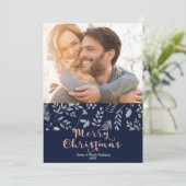 ウィンターブルーシルバークエレガントリスマスホリデーフォト シーズンカード (スタンド正面)