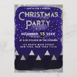 ウィンターブルーシルバースノーウィーマウンテンズクリスマスパーティー 招待状
