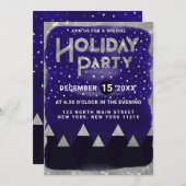 ウィンターブルーシルバースノーウィーマウンテンズホリデーパーティー 招待状 (正面/裏面)