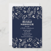 ウィンターブルーシルバー離れズボタニカルブライダルシャワー 招待状 (正面)