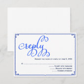 ウィンターブルースカリグラフィー結婚式返信カード 出欠カード (正面/裏面)