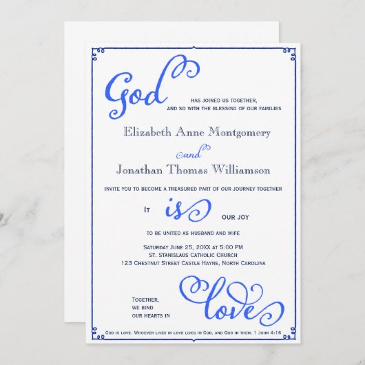 ウィンターブルースゴッドイズラブ結婚式招待状 招待状 (正面/裏面)