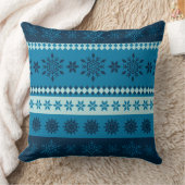 ウィンターブルーストライプクリスマススノーフレーク クッション (ブランケット)