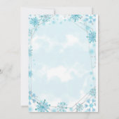 ウィンターブルースノーインラブスノーフレークブライダルシャワー 招待状 (裏面)