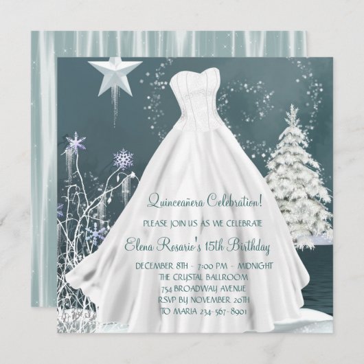 ウィンターブルースノーフレークキンセアニェラ招待状 招待状 (正面/裏面)