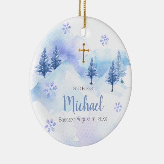ウィンターブルースノーフレークバプテスマオーナメント神恵 セラミックオーナメント (右)