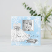 ウィンターブルースノーフレークフォトSweet sixteenパーティー 招待状 (スタンド正面)