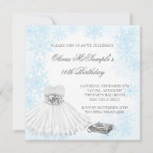 ウィンターブルースノーフレークフォトSweet sixteenパーティー 招待状 (裏面)