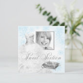 ウィンターブルースノーフレークフォトSweet sixteenパーティー 招待状 (スタンド正面)