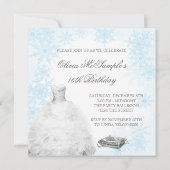 ウィンターブルースノーフレークフォトSweet sixteenパーティー 招待状 (裏面)