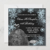 ウィンターブルースノーフレークフォトSweet sixteenパーティー 招待状 (裏面)