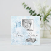 ウィンターブルースノーフレークフォトSweet sixteenパーティー 招待状 (スタンド正面)