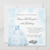 ウィンターブルースノーフレークフォトSweet sixteenパーティー 招待状 (裏面)