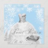 ウィンターブルースノーフレークSweet sixteenパーティー 招待状 (正面/裏面)