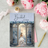 ウィンターブルースノーフローラエレガントブライダルシャワー 招待状