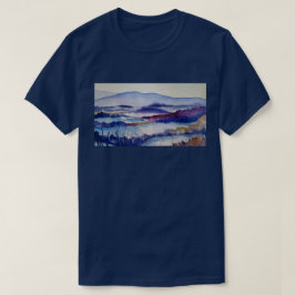 ウィンターブルース水彩雪山綿 Tシャツ