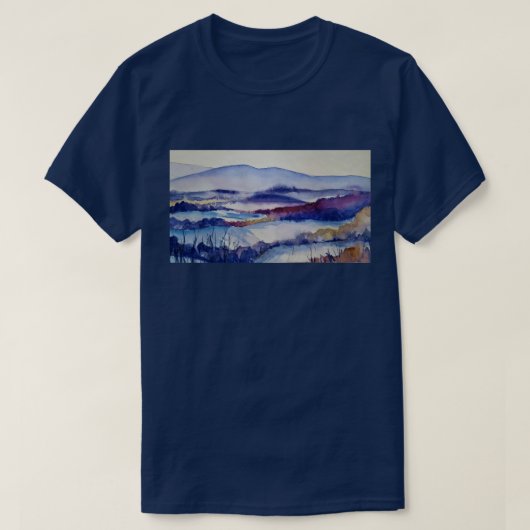 ウィンターブルース水彩雪山綿 Tシャツ (デザイン正面)