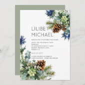 ウィンターブルーティスルユーカリ結婚スワンダーランド 招待状 (正面/裏面)