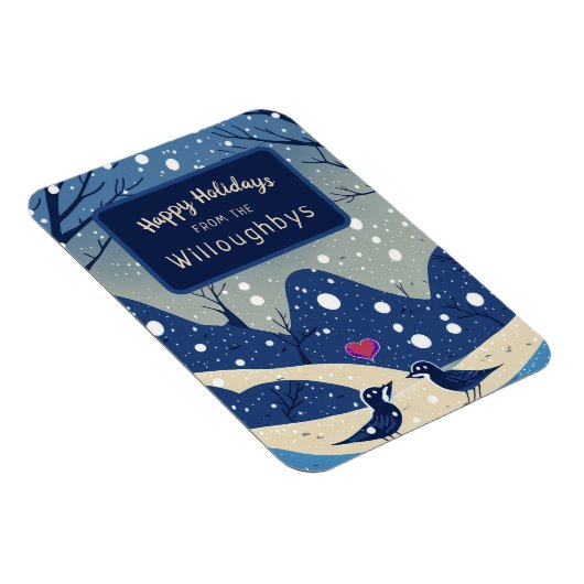 ウィンターブルーバーズクリスマスホリデーグリーティング マグネット (右側)