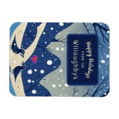 ウィンターブルーバーズクリスマスホリデーグリーティング マグネット (横)