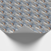 ウィンターブルーバード自然アートパーソナライズされた ラッピングペーパー (角)