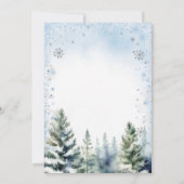 ウィンターブルーパインツリーベビーシャワースノーフレーク 招待状 (裏面)