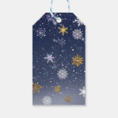 ウィンターブルーパープル金ゴールド雪片魔法誕生日 ギフトタグ (裏面)