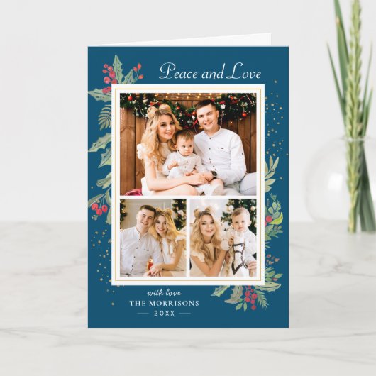 ウィンターブルーピースアンドラブホリーベリー3枚写真 シーズンカード (正面)