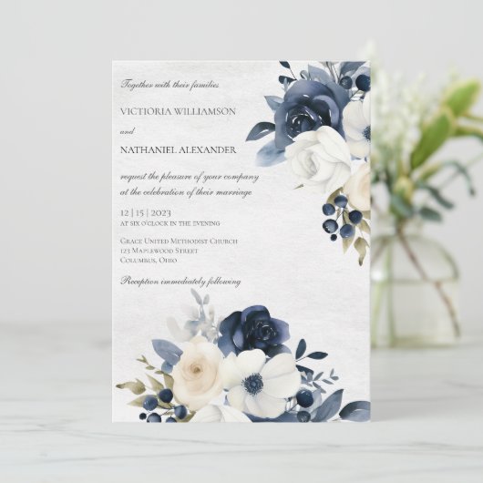 ウィンターブルーフローラオンマーリーホワイト結婚ズ 招待状 (スタンド正面)