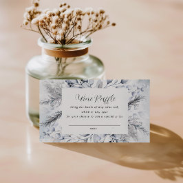 ウィンターブルーフローラブライダルシャワーラッフルカード 名刺