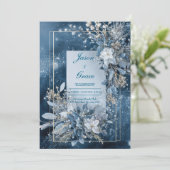ウィンターブルーフローラ結婚式招待状 招待状 (スタンド正面)