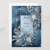 ウィンターブルーフローラ結婚式招待状 招待状 (正面/裏面)