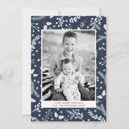 ウィンターブルーベリーのクリスマスホリデー フラットカード 招待状