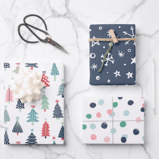 ウィンターブルーホリデーラッピング紙シート ラッピングペーパーシート (正面)