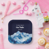 ウィンターブルーホワイトスノーウィースマウンテンブライダルシャワー ペーパープレート (パーティー)