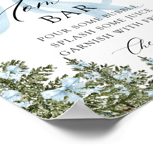 ウィンターブルーボウベイビーシャワーママモサバー ポスター (角)